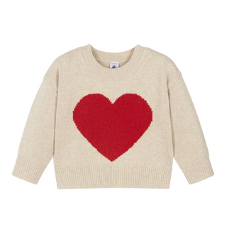 Cream Red Heart Graphic Sweater