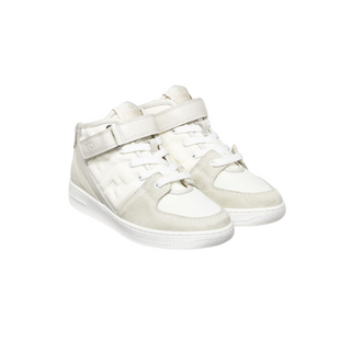 F Beige High Top 3D Logo Sneakers