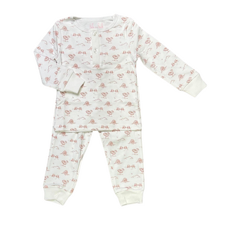 White/Red Beach Print Pajama Set