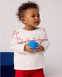 White Baby Embroidered Heart Blouse