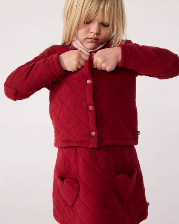 Burgundy Quilted Cardigan