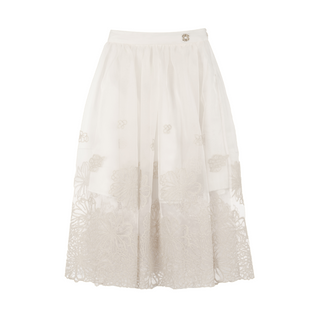 Cream Embroidered Organza Skirt
