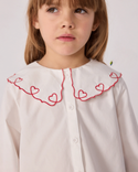 White Embroidered Heart Blouse