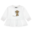 White Teddy Bear Peplum Sweatshirt