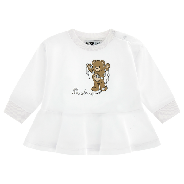 White Teddy Bear Peplum Sweatshirt