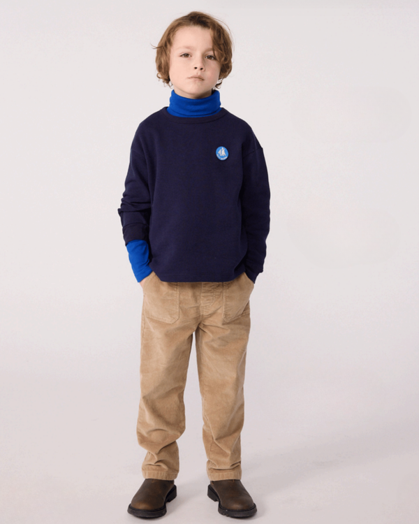 Navy Boat Emblem Long Sleeve Tee