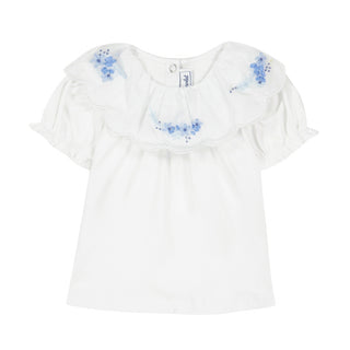 White Baby Scallop Embroidered Collar Top