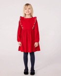 Red Ruffle Corduroy Dress