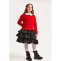 Black Taffeta Flounced Skirt
