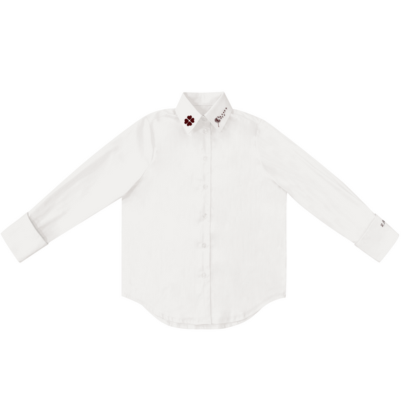 White Teen Embroidered Collar Shirt
