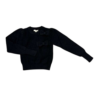 Black Ribbed with Large Bows Knit Top