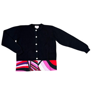 Black Printed Bottom Cardigan
