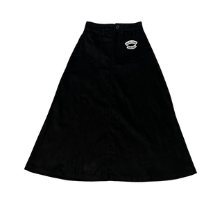 Black Corduroy Logo Skirt