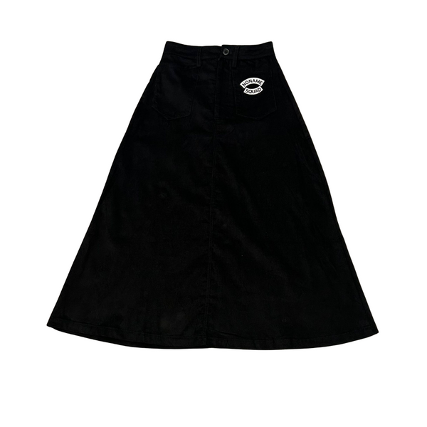 Black Corduroy Logo Skirt