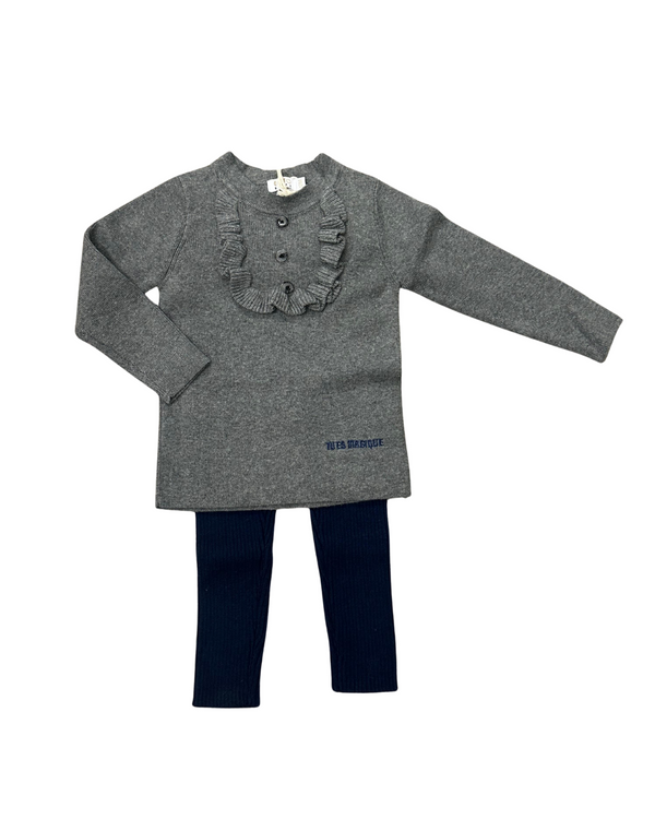 Grey Ruffle Bib Legging Set