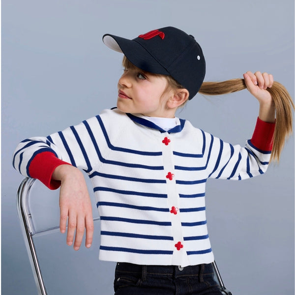 White and Blue Alysse Striped Cardigan