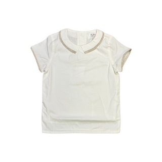 White Peter Pan Collar with Sand Trim Shirt