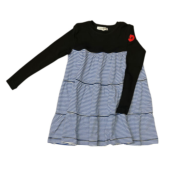 Royal Blue and White Varsity Long Sleeve Dress