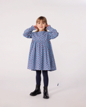 Blue and Red Apple Print Corduroy Dress