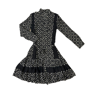 Black with Off White Pleated Dress