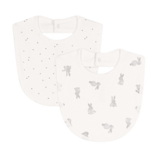 White and Grey Set of 2 Bibs