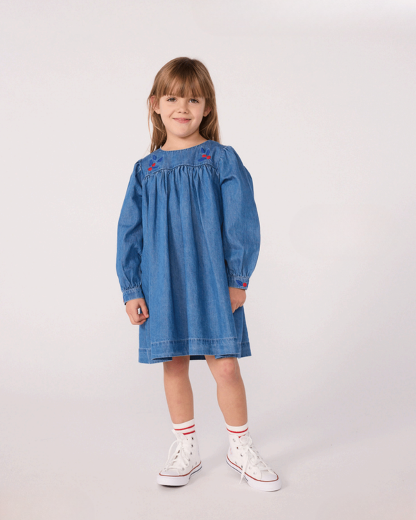 Blue Denim Flower Detail Dress