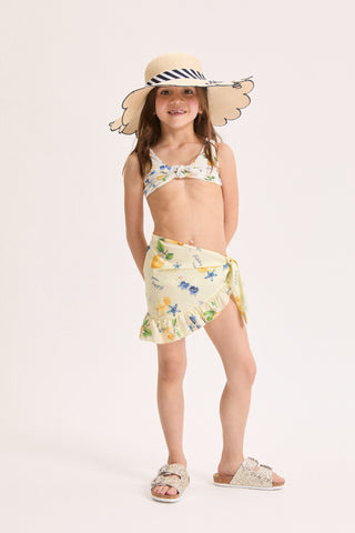 Yellow Lemon Print Two Piece Swimsuit