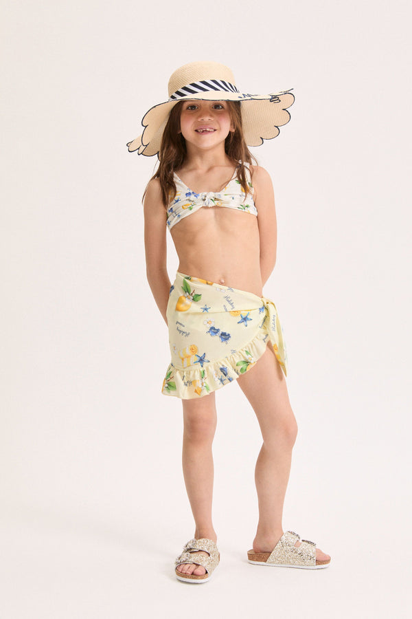 Yellow Lemon Print Two Piece Swimsuit