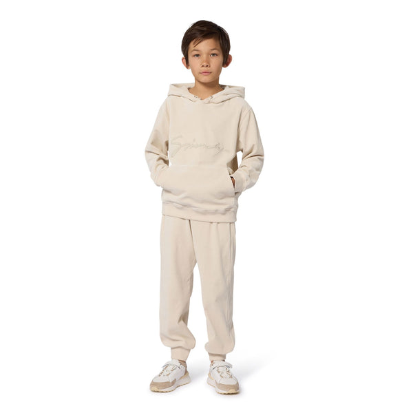 Cream Embroidered Logo Hoodie