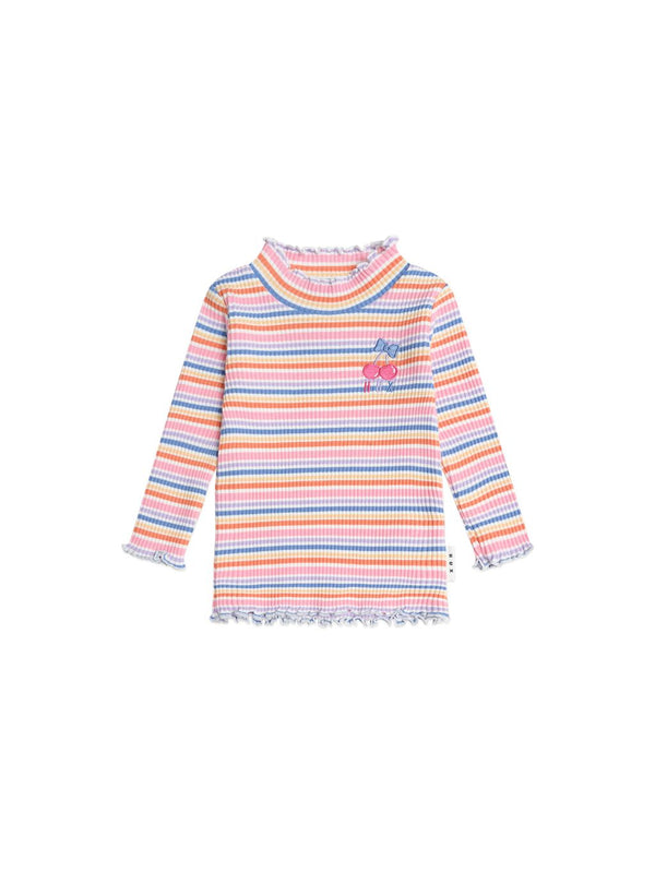 Multicolor Rainbow Ribbed Turtleneck
