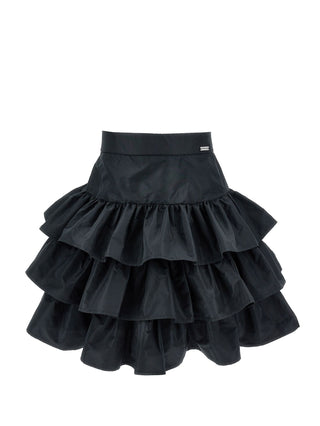 Black Taffeta Flounced Skirt
