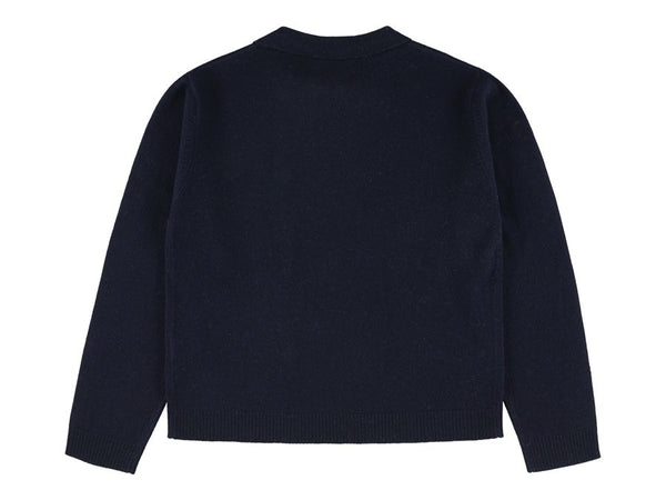 Navy Wool Yes Double Button Cardigan