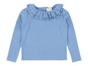 Blue Ruffle Collar Long Sleeve Vicenca Tee