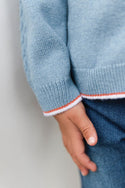 Blue Knit Zip Up Hoodie