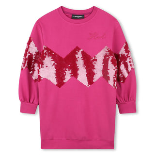 Pink Sequin Sweatshirt Dress