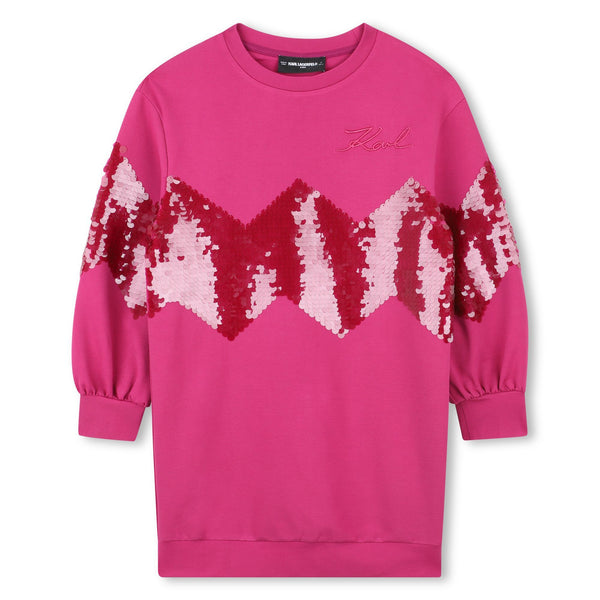 Pink Sequin Sweatshirt Dress
