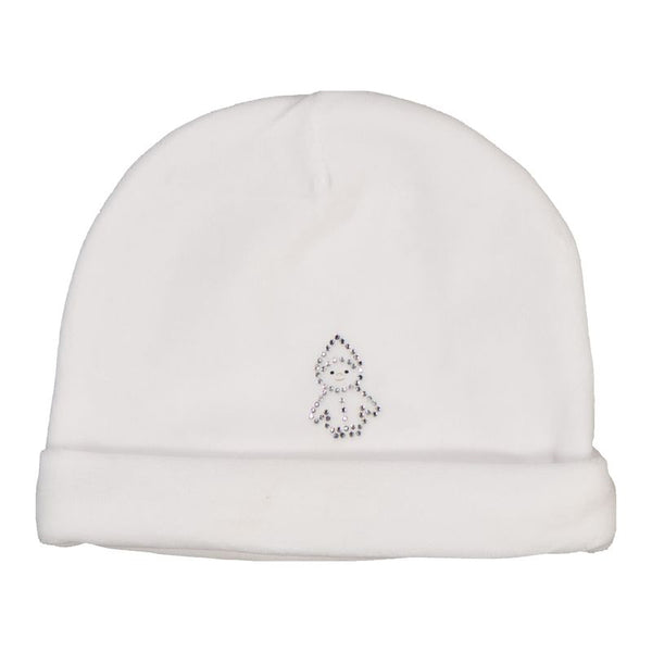 White Velvet Rhinestone Lutin Beanie