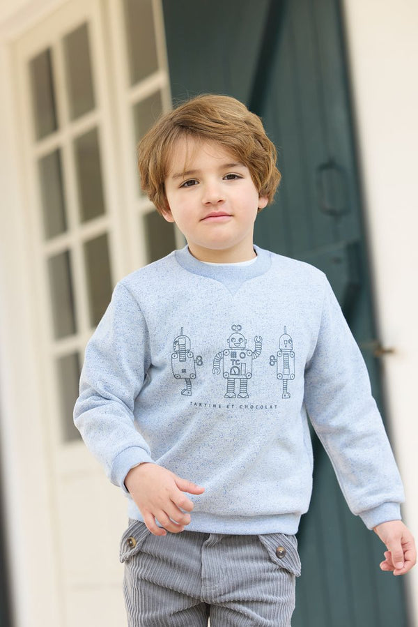 Heather Blue Robot Sweatshirt