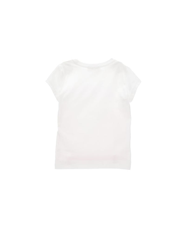 White and Pink Peach Flower Detail Tee