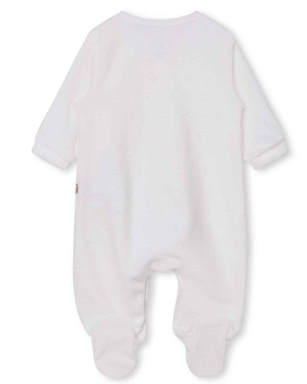 White on White Hearts Front Snap Footie