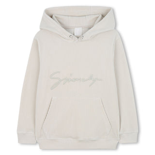 Cream Embroidered Logo Hoodie