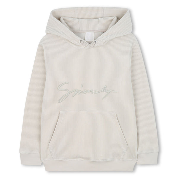 Cream Embroidered Logo Hoodie