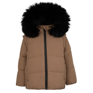 Tan Fur Hooded Winter Coat