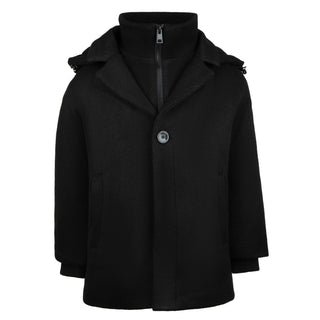 Black Dual Layer Wool Coat