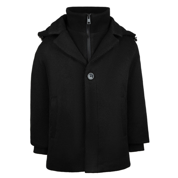 Black Dual Layer Wool Coat