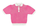 Pink Wallaby Puff Sleeve Cropped Polo