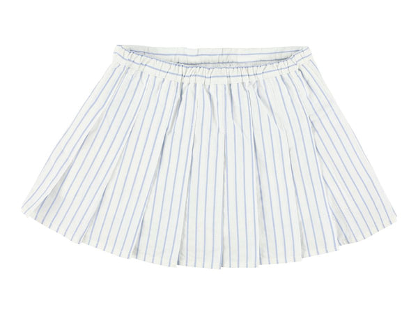 Blue and White Wren Striped Pleated Skirt