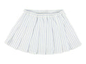 Blue and White Wren Striped Pleated Long Skirt