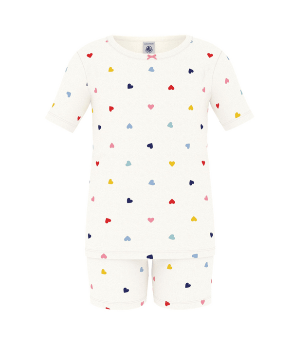 White with Multicolor Hearts Classic Pajama Set