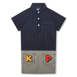 Blue Stripe Denim Dress with K P Pockets